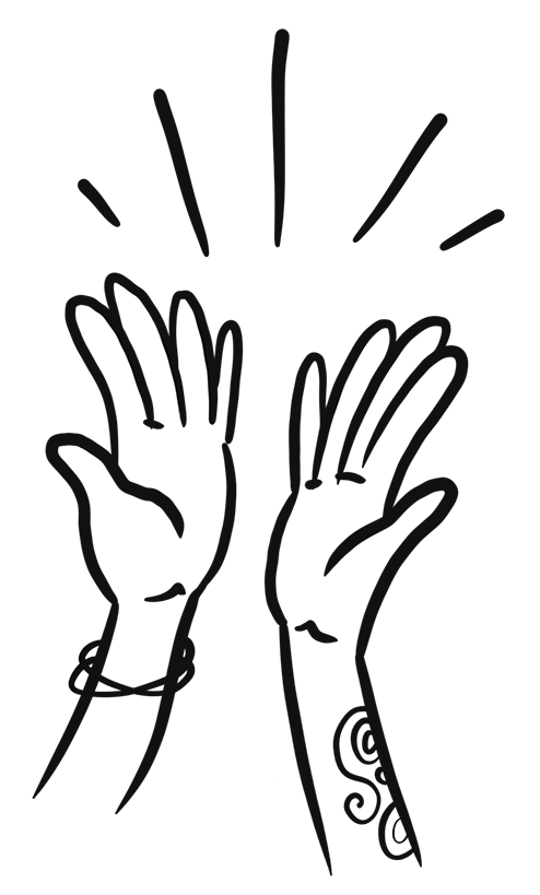 A picture of 2 hands doing a high five